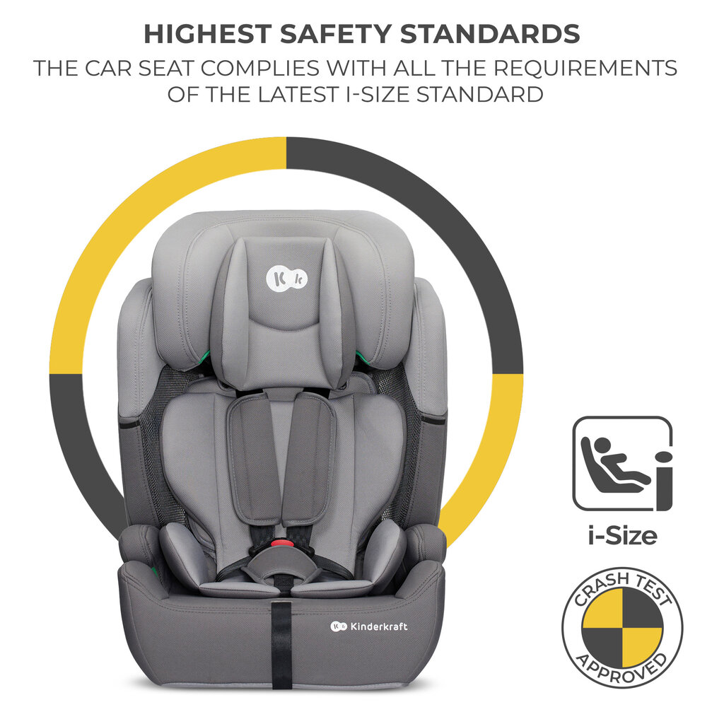 Automobilinė kėdutė Kinderkraft Comfort Up i-Size, 9-36 kg, grey kaina ir informacija | Autokėdutės | pigu.lt