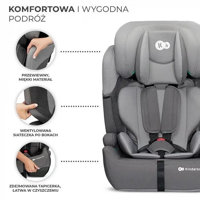 Automobilinė kėdutė Kinderkraft Comfort Up i-Size, 9-36 kg, grey kaina ir informacija | Autokėdutės | pigu.lt