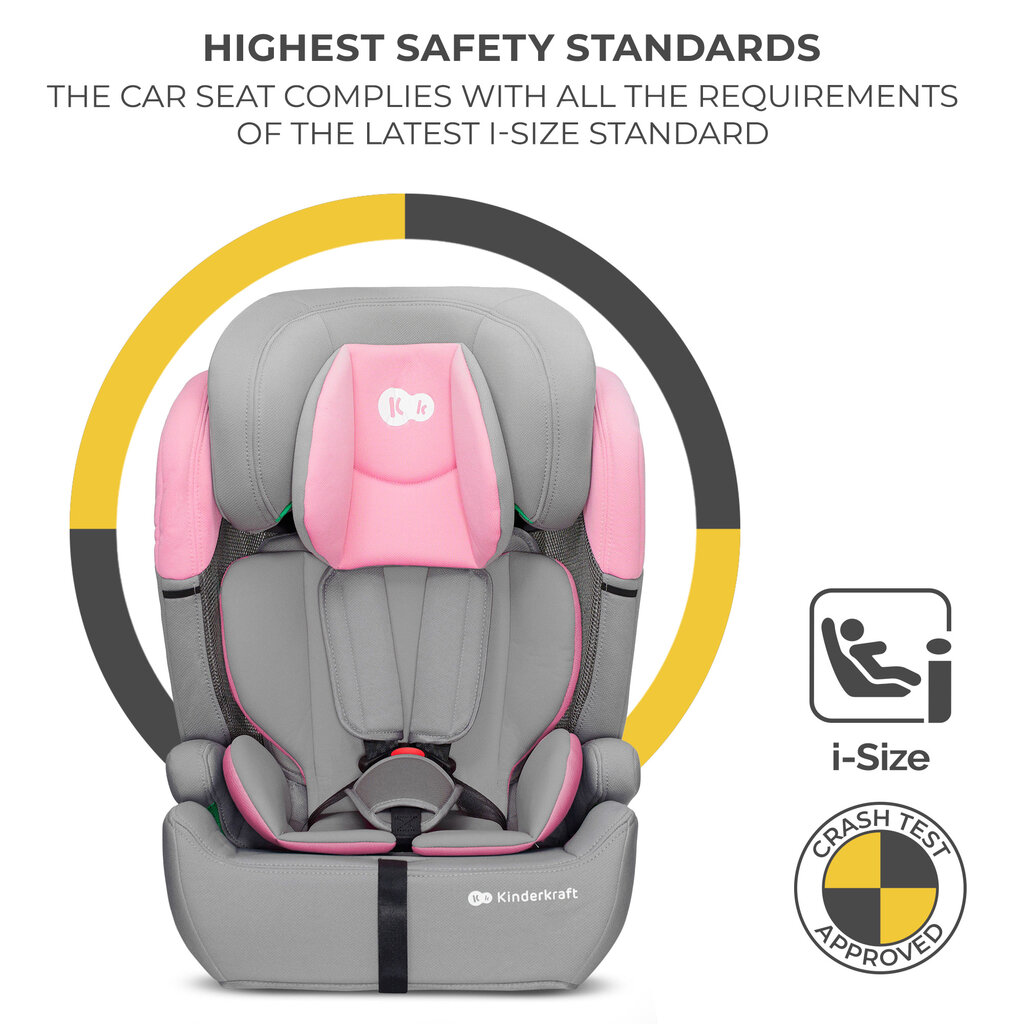 Automobilinė kėdutė Kinderkraft Comfort Up i-Size, 9-36 kg, pink kaina ir informacija | Autokėdutės | pigu.lt