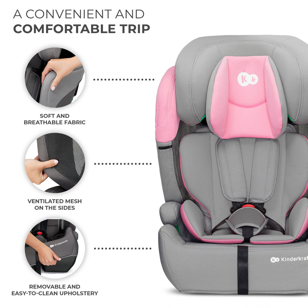 Automobilinė kėdutė Kinderkraft Comfort Up i-Size, 9-36 kg, pink kaina ir informacija | Autokėdutės | pigu.lt