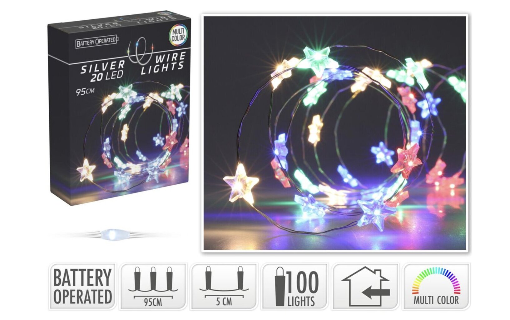 Kalėdinė girlianda, 20 LED, 0.95 m цена и информация | Girliandos | pigu.lt