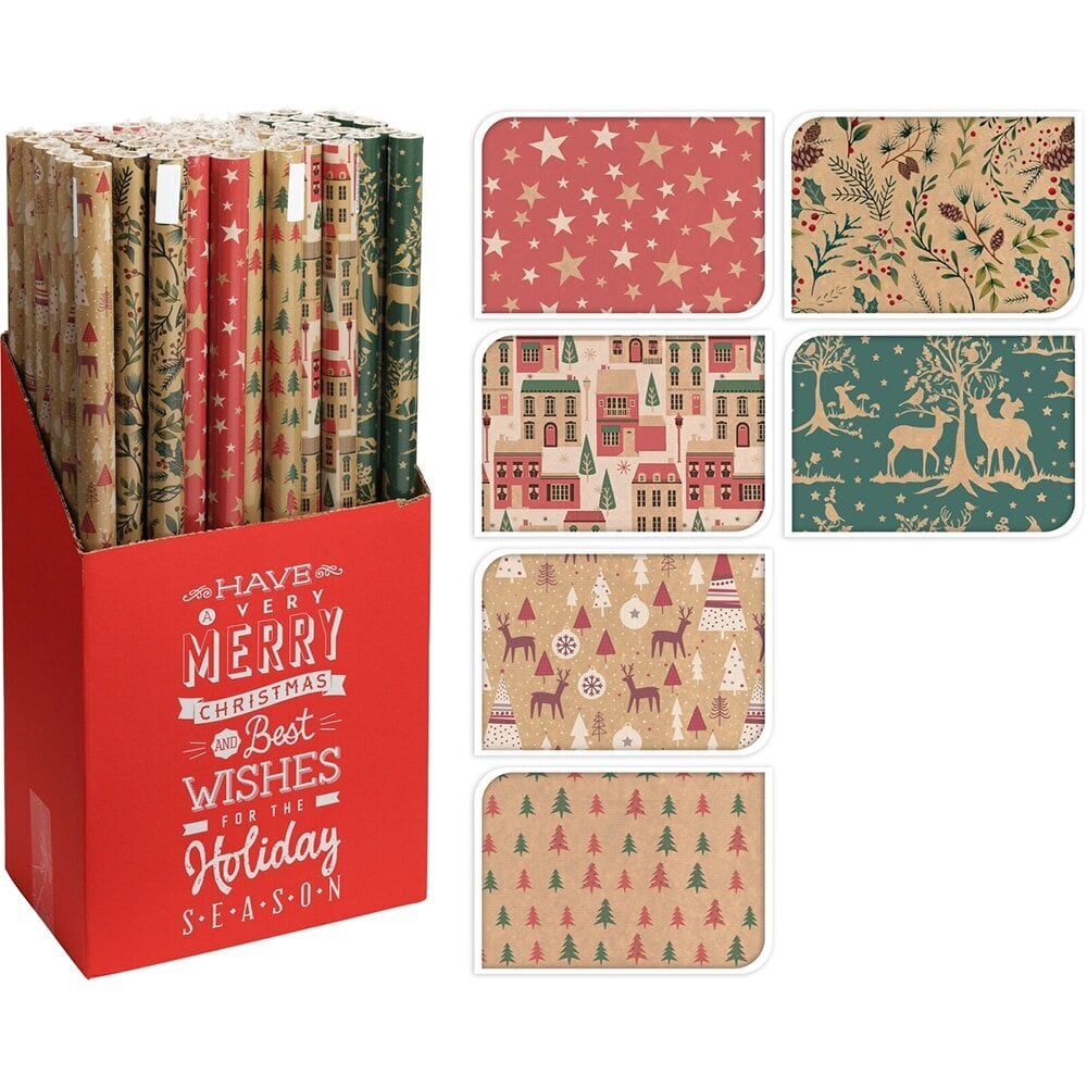 Kalėdinis dovanų pakavimo popierius įvairių spalvų 70x200cm kaina ir informacija | Dovanų pakavimo priemonės | pigu.lt