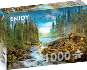 Dėlionė Enjoy Puzzle Rąstinis namelis prie slenksčių 1000 vnt kaina ir informacija | Dėlionės (puzzle) | pigu.lt