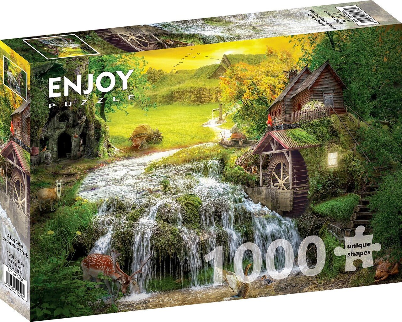 Dėlionė Enjoy Puzzle Rąstinis namelis prie magiško upelio 1000 vnt. kaina ir informacija | Dėlionės (puzzle) | pigu.lt