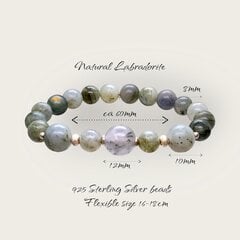 Браслет из натурального камня Лабрадорит и серебра 925 пробы I.L.U.S  цена и информация | Женские браслеты | pigu.lt