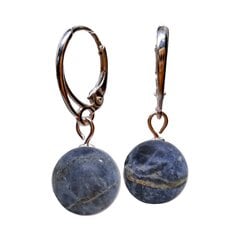 Sterlingų sidabriniai auskarai su natūraliu akmeniu Sodalitas, mėlynas akmuo 12mm, I.L.U.S 925 kaina ir informacija | Auskarai | pigu.lt