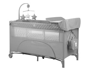 Дорожная кроватка манеж с двухуровневым дном Kikkaboo Nighty, Night Grey цена и информация | Манежи для детей | pigu.lt