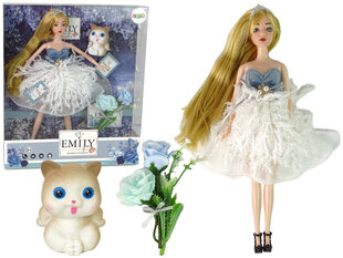 Lėlė LeanToys Emily su katyte ir gėlėmis kaina ir informacija | Žaislai mergaitėms | pigu.lt