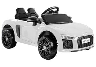 Vienvietis vaikiškas elektromobilis Audi R8, baltas kaina ir informacija | Elektromobiliai vaikams | pigu.lt