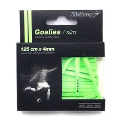 Mr.Lacy Goalies Slim плоский шнур для футбольных бутс, неоновый зеленый, 125 см цена и информация | Средства для ухода за одеждой и обувью | pigu.lt