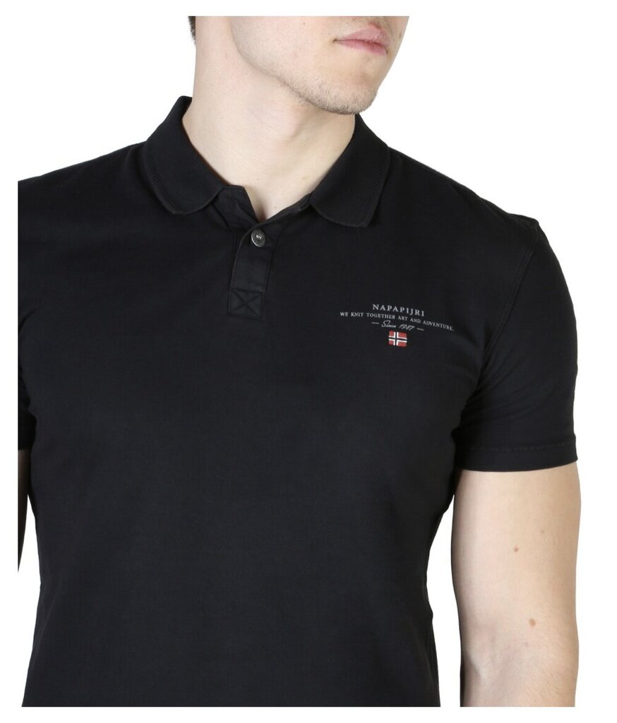 Napapijr polo marškinėliai vyrams, juodi kaina ir informacija | Vyriški marškinėliai | pigu.lt