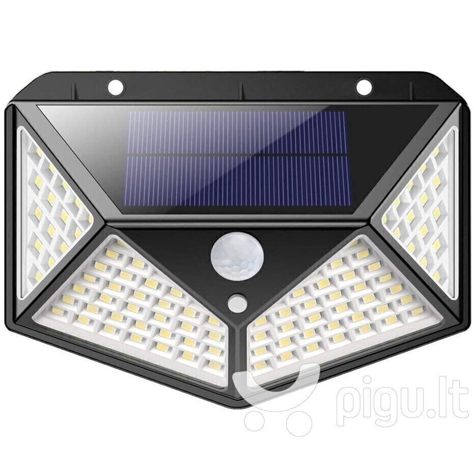 Lauko LED šviestuvas su saulės baterija ir judesio davikliu 100 SMD kaina ir informacija | Lauko šviestuvai | pigu.lt