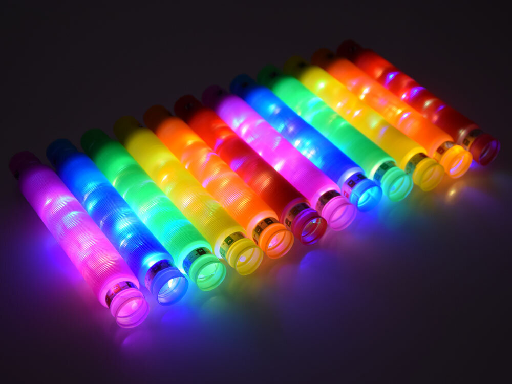 Šviečiantys sensoriniai vamzdeliai Pop Tube Led, 12 vnt. kaina ir informacija | Lavinamieji žaislai | pigu.lt