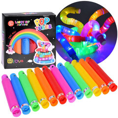 Šviečiantys sensoriniai vamzdeliai Pop Tube Led, 12 vnt. kaina ir informacija | Lavinamieji žaislai | pigu.lt