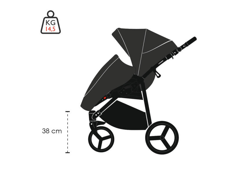 Vaikiškas universalus vežimėlis Lonex SOFT 2in1, light beige kaina ir informacija | Vežimėliai | pigu.lt
