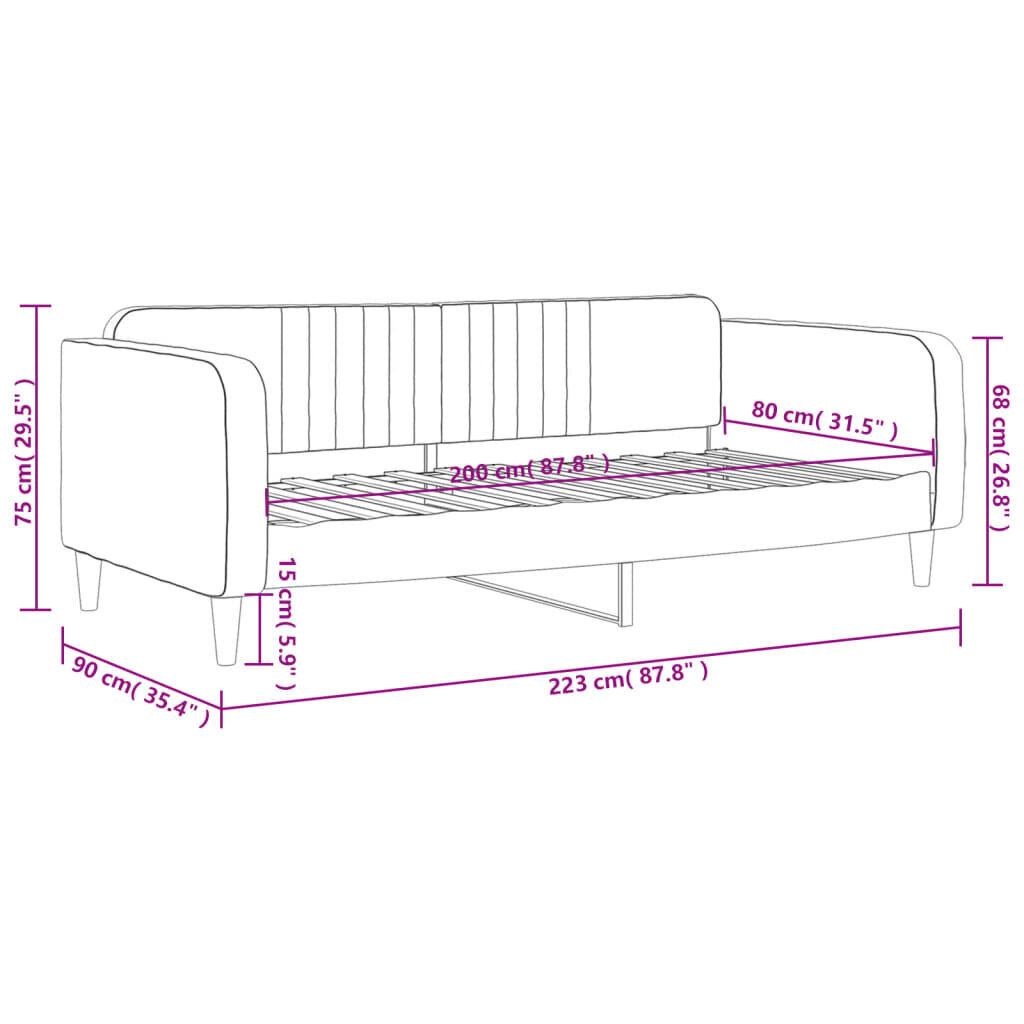 Sofa-lova vidaXL, 80x200 cm, juoda kaina ir informacija | Lovos | pigu.lt