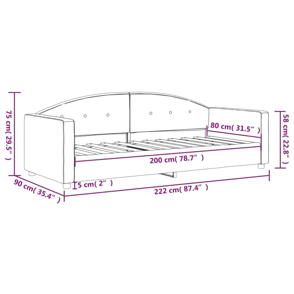 Sofa-lova vidaXL, 80x200 cm, geltona kaina ir informacija | Lovos | pigu.lt