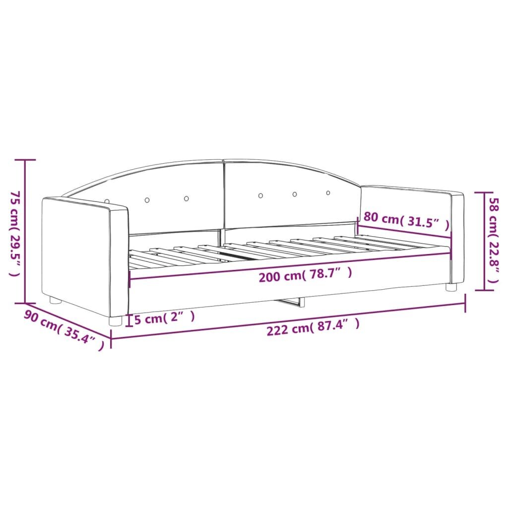 Sofa-lova vidaXL, 80x200 cm, mėlyna kaina ir informacija | Lovos | pigu.lt