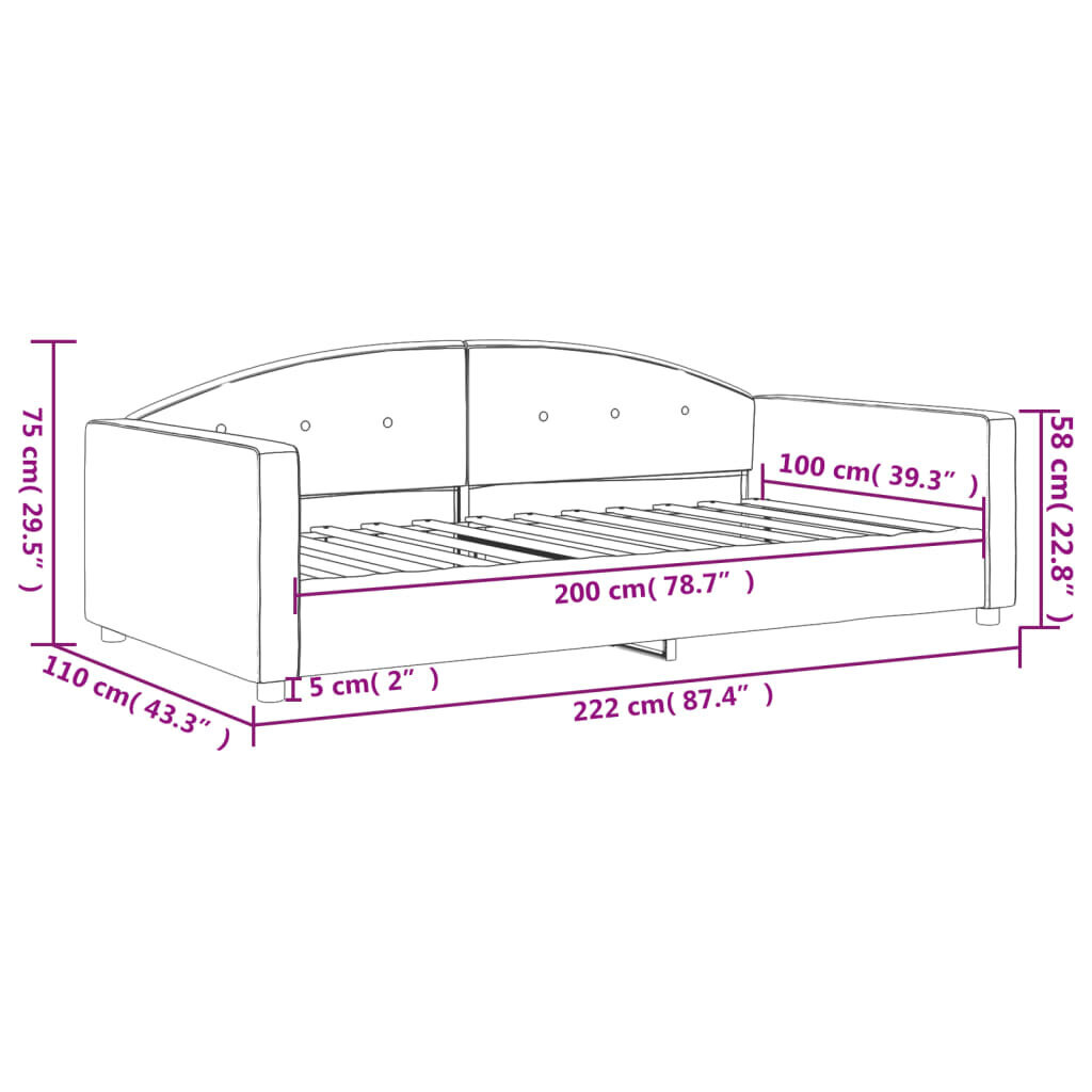 Sofa-lova vidaXL, 100x200 cm, žalia kaina ir informacija | Lovos | pigu.lt