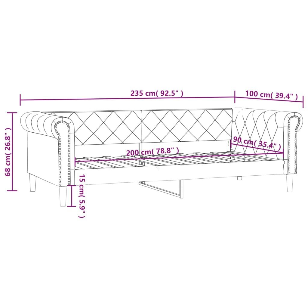 Sofa-lova vidaXL, 90x200 cm, smėlio spalvos kaina ir informacija | Lovos | pigu.lt