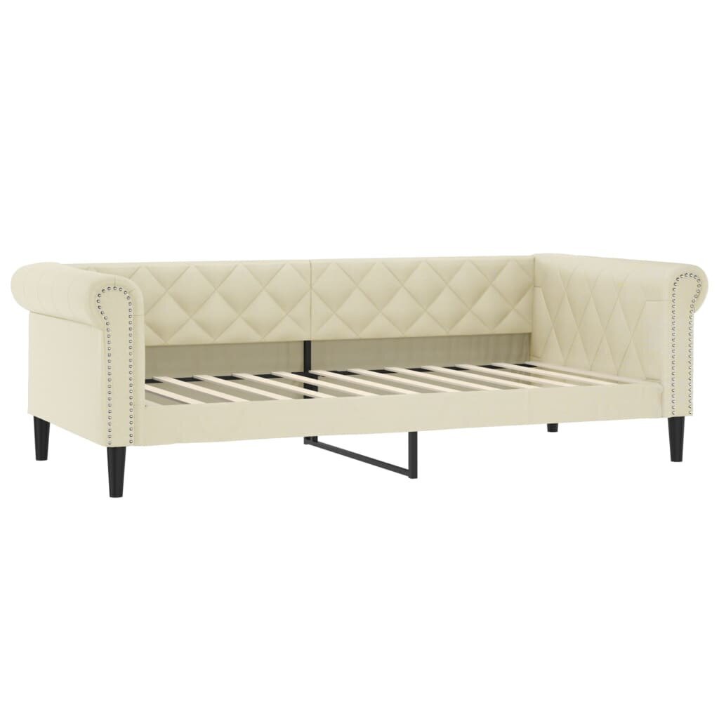 Sofa-lova vidaXL, 90x200 cm, smėlio spalvos kaina ir informacija | Lovos | pigu.lt