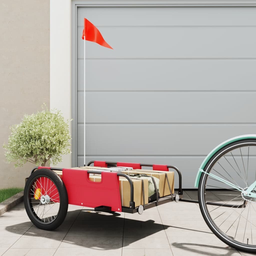 Krovininė dviračio priekaba, raudona цена и информация | Dviračių priekabos, vėžimėliai | pigu.lt