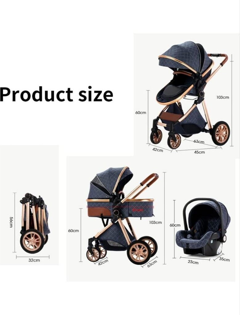 Kūdikių vežimėlis 3in1, rudas цена и информация | Vežimėliai | pigu.lt