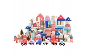 Образовательный набор деревянных блоков, Город 115 шт. цена и информация | Развивающие игрушки | pigu.lt