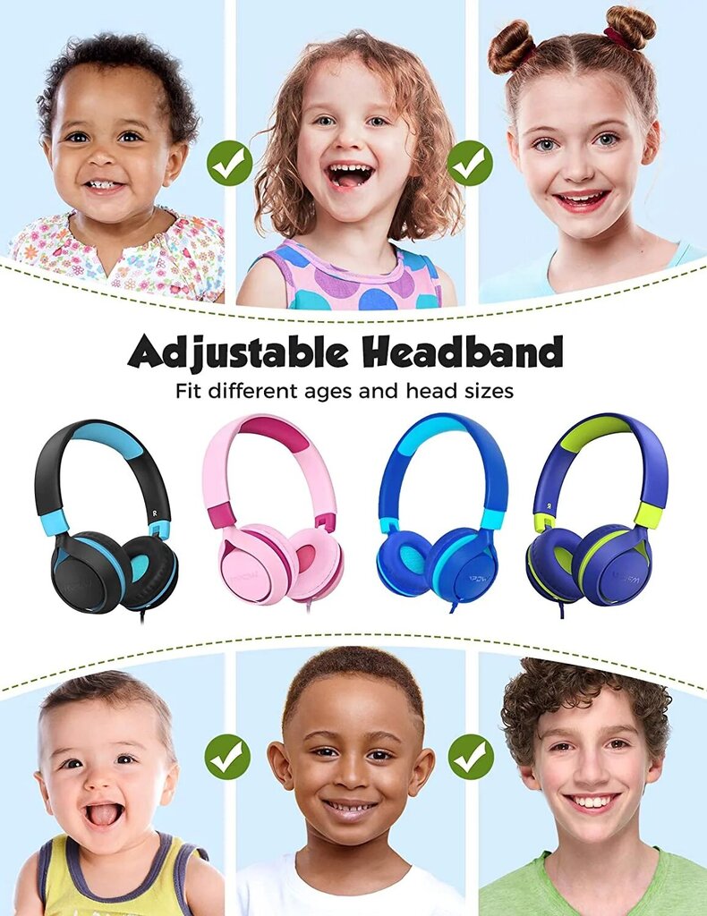 Mpow CHE1 juodos/mėlynos, ausinės vaikams цена и информация | Ausinės | pigu.lt