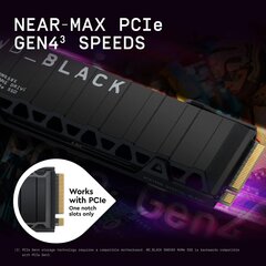 Western Digital SN850X, черный + радиатор, твердотельный накопитель NVMe, 2 ТБ, PCIe Gen4, чтение, 7300 МБ/с (с радиатором), ПК/PS5 цена и информация | Внутренние жёсткие диски (HDD, SSD, Hybrid) | pigu.lt