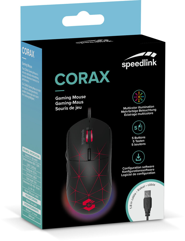 Speedlink Corax SL-680003 black kaina ir informacija | Pelės | pigu.lt