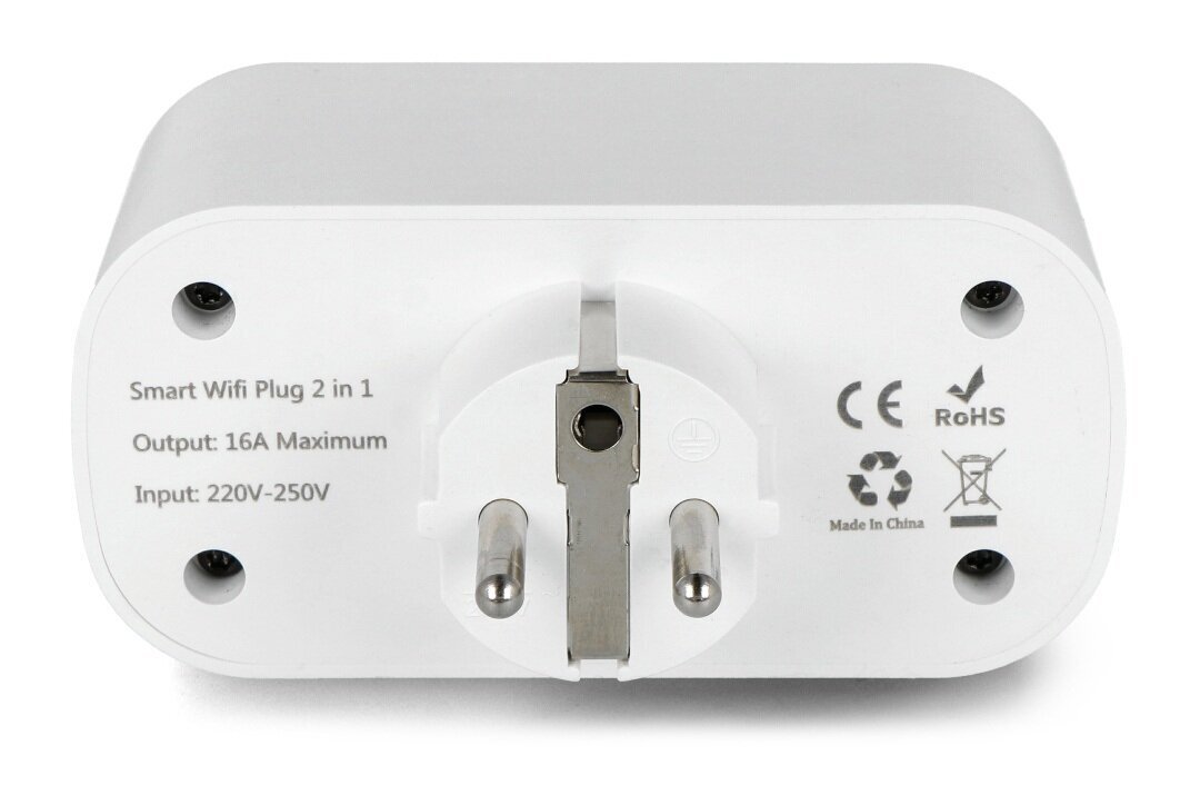 WiFi išmanusis dvigubas kištukinis lizdas su energijos skaitikliu Tuya WP-EU2 цена и информация | Elektros jungikliai, rozetės | pigu.lt