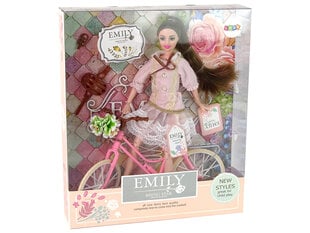 Lėlė Emily su rožiniu dviračiu ir šalmu kaina ir informacija | Žaislai mergaitėms | pigu.lt