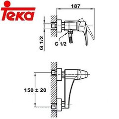 Смеситель для ванной  Teka MB2 402K цена и информация | Смесители | pigu.lt