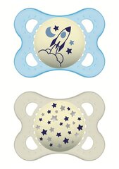 Соска силиконовая Night Astro MAM Baby, 2-6 месяцев, 2 шт. цена и информация | Пустышки | pigu.lt