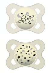 Соска силиконовая MAM Baby Night Astro Ivory, 2-6 месяцев, 2 шт. цена и информация | Пустышки | pigu.lt