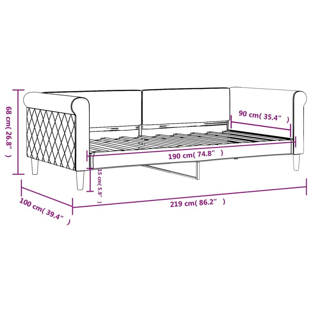 Sofa-lova vidaXL, 90x190 cm, juoda kaina ir informacija | Lovos | pigu.lt