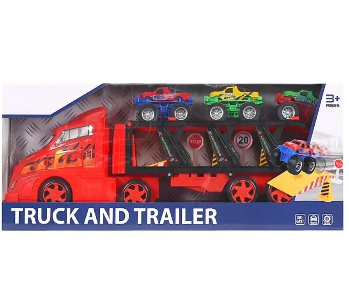 Sunkvežimis - tralas su mašinėlėmis цена и информация | Žaislai berniukams | pigu.lt