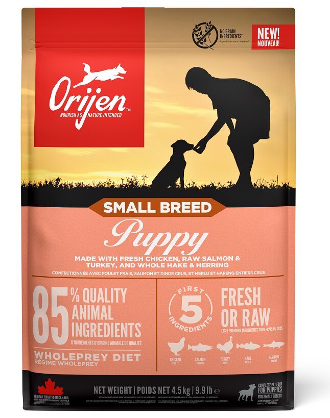 Orijen Small Breed mažų veislių šuniukams su vištiena, lašiša ir kalakutiena, 1.8 kg kaina ir informacija | Sausas maistas šunims | pigu.lt
