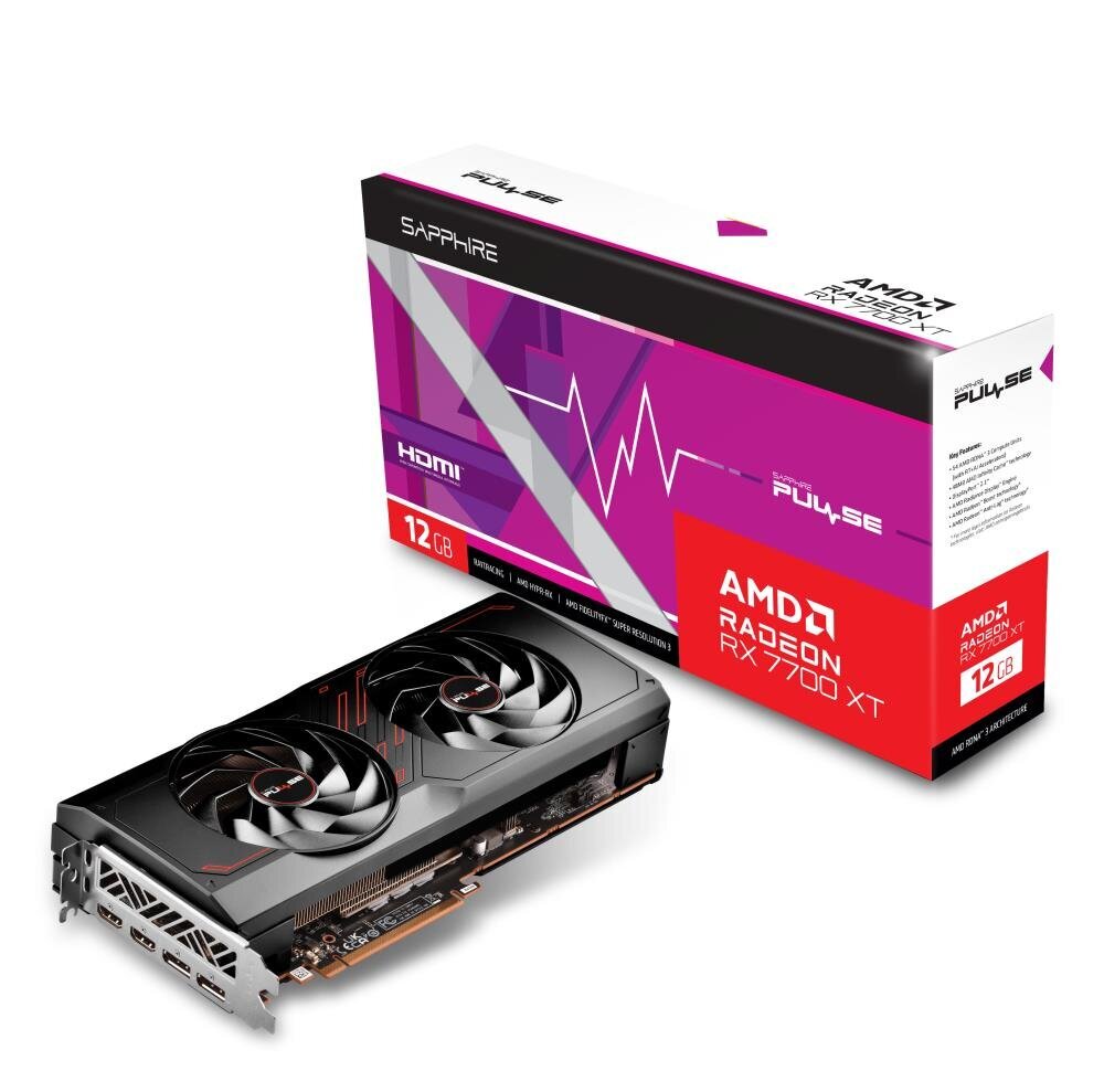 Sapphire Pulse AMD Radeon RX 7700 XT (11335-04-20G) kaina ir informacija | Vaizdo plokštės (GPU) | pigu.lt