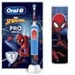 Oral-B Vitality Pro Kids 3+ Spiderman + Travel Case kaina ir informacija | Elektriniai dantų šepetėliai | pigu.lt