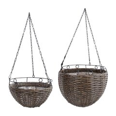 Подвесное кашпо WICKER 2шт D30xH27 / 60cм, D25xH15 / 58cм, тёмно-коричневый цена и информация | Вазоны | pigu.lt