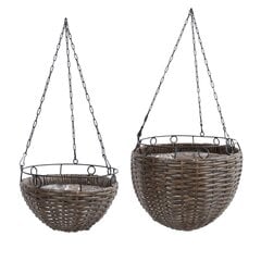 Подвесное кашпо WICKER 2шт D30xH27 / 60cм, D25xH15 / 58cм, тёмно-коричневый цена и информация | Вазоны | pigu.lt