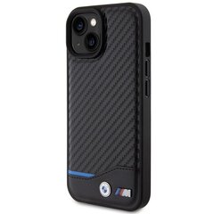 BMW BMHCP15S22NBCK iPhone 15 6.1" czarny|black Leather Carbon цена и информация | Чехлы для телефонов | pigu.lt