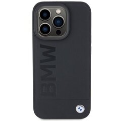 BMW BMHMP15LSLLBK iPhone 15 Pro 6.1" czarny|black MagSafe Leather Hot Stamp цена и информация | Чехлы для телефонов | pigu.lt