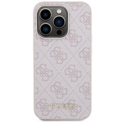 Guess GUHCP15LG4GFPI iPhone 15 Pro 6.1" pink hard case 4G Metal Gold Logo цена и информация | Чехлы для телефонов | pigu.lt