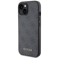 Guess GUHCP15SG4GFGR iPhone 15 6.1" szary|grey hard case 4G Metal Gold Logo цена и информация | Чехлы для телефонов | pigu.lt