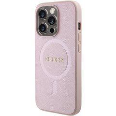 Guess GUHMP15LPSAHMCP iPhone 15 Pro 6.1" różowy|pink hardcase Saffiano MagSafe цена и информация | Чехлы для телефонов | pigu.lt