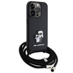 Karl Lagerfeld KLHCP15LSAKCPSK iPhone 15 Pro 6.1" hardcase czarny|black Crossbody Saffiano Metal Pin Karl & Choupette цена и информация | Чехлы для телефонов | pigu.lt