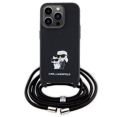 Karl Lagerfeld KLHCP15LSAKCPSK iPhone 15 Pro 6.1" hardcase czarny|black Crossbody Saffiano Metal Pin Karl & Choupette цена и информация | Чехлы для телефонов | pigu.lt